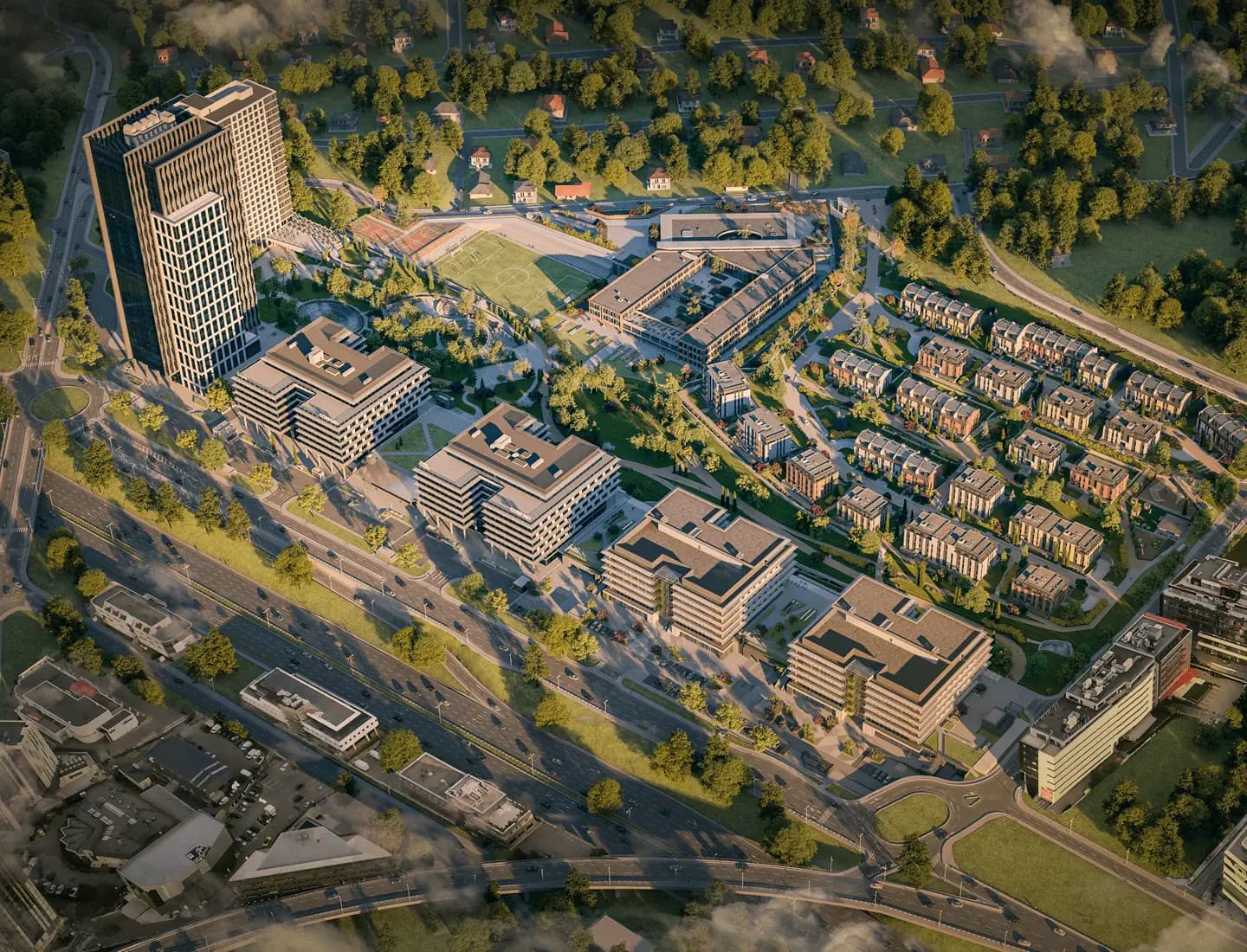 Aerial view of Garitage Park complex